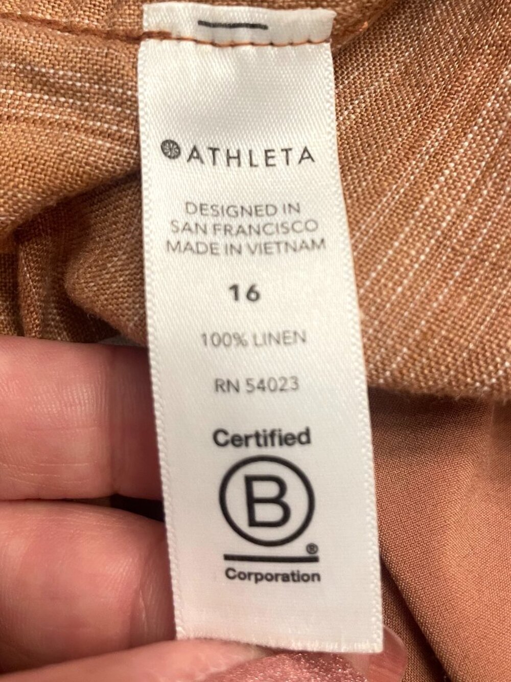 Athleta Cabo Women's 100% Linen Wide Leg Pant Sz 16 Terracotta Striped Boho Chic - Picture 14 of 15